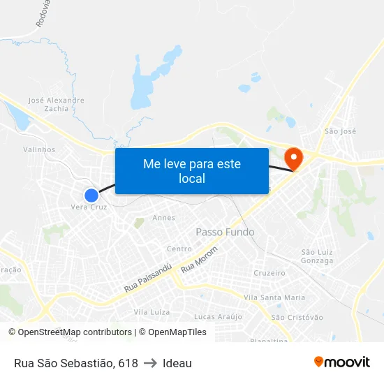 Rua São Sebastião, 618 to Ideau map