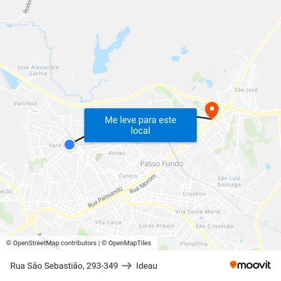 Rua São Sebastião, 293-349 to Ideau map