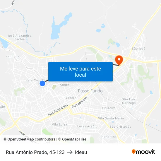 Rua Antônio Prado, 45-123 to Ideau map