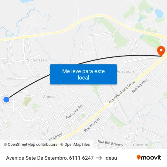 Avenida Sete De Setembro, 6111-6247 to Ideau map