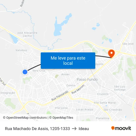 Rua Machado De Assis, 1205-1333 to Ideau map