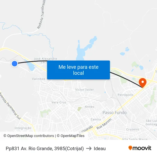 Pp831 Av. Rio Grande, 3985(Cotrijal) to Ideau map