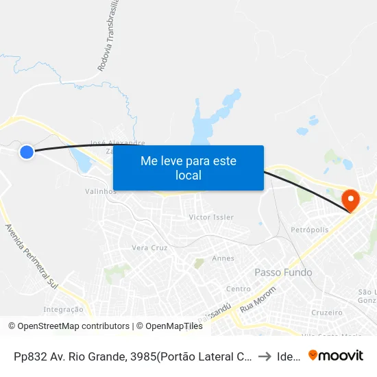 Pp832 Av. Rio Grande, 3985(Portão Lateral Cotrijal) to Ideau map