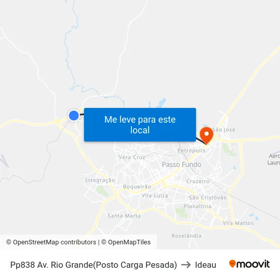 Pp838 Av. Rio Grande(Posto Carga Pesada) to Ideau map