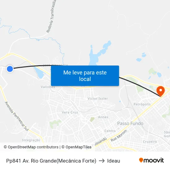Pp841 Av. Rio Grande(Mecânica Forte) to Ideau map