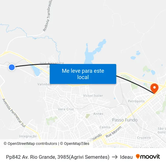 Pp842 Av. Rio Grande, 3985(Agrivi Sementes) to Ideau map