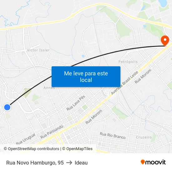 Rua Novo Hamburgo, 95 to Ideau map