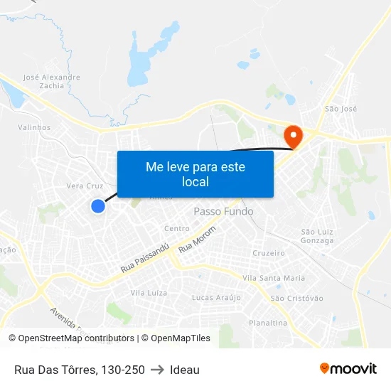 Rua Das Tôrres, 130-250 to Ideau map