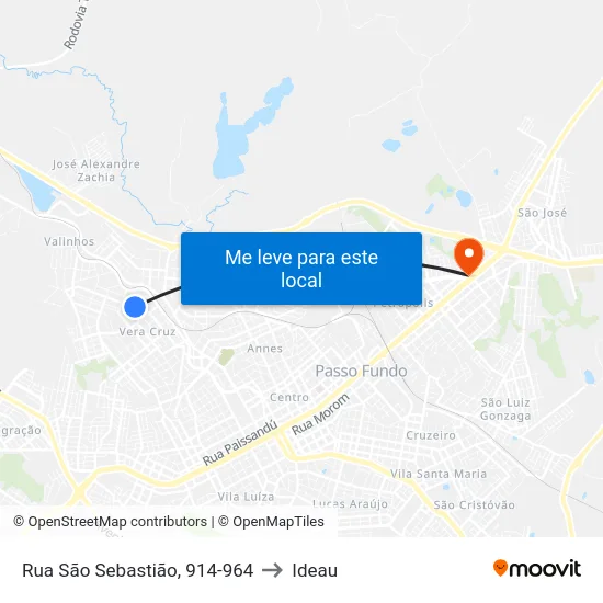 Rua São Sebastião, 914-964 to Ideau map
