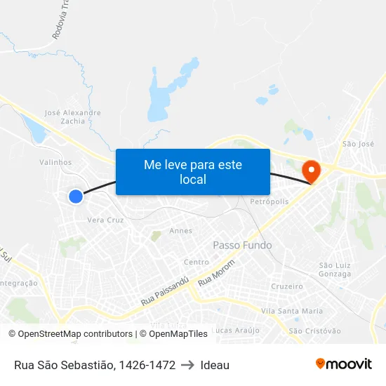 Rua São Sebastião, 1426-1472 to Ideau map