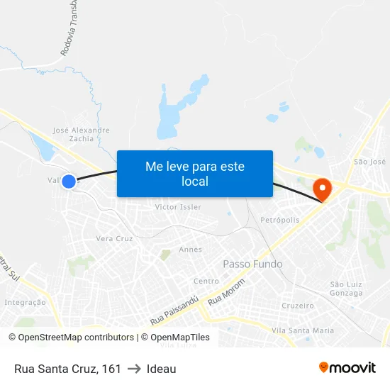 Rua Santa Cruz, 161 to Ideau map