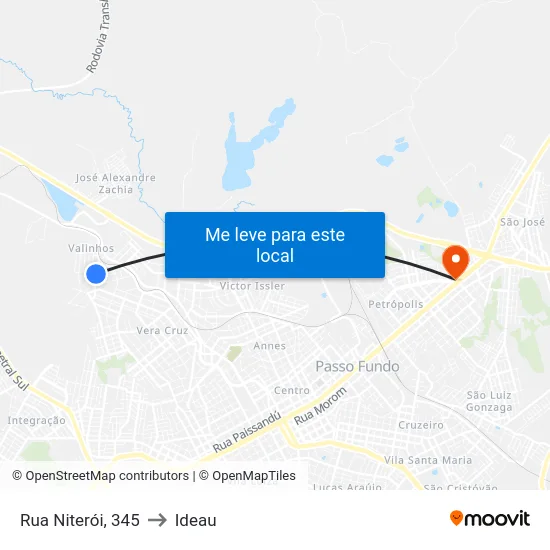 Rua Niterói, 345 to Ideau map