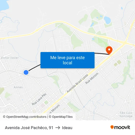 Avenida José Pachêco, 91 to Ideau map