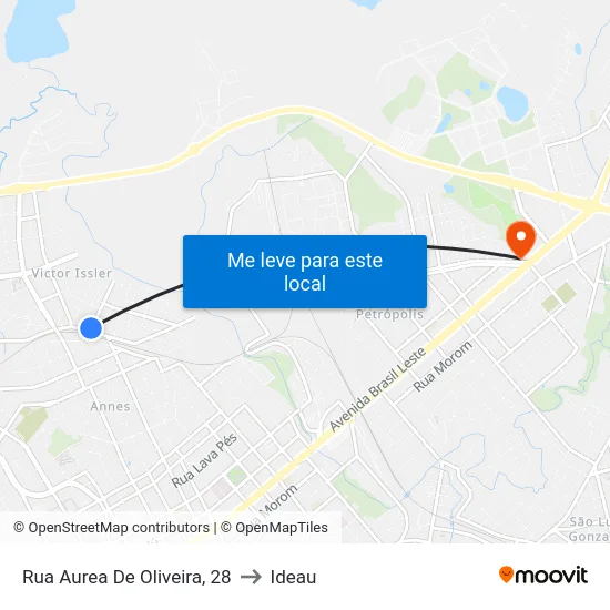 Rua Aurea De Oliveira, 28 to Ideau map