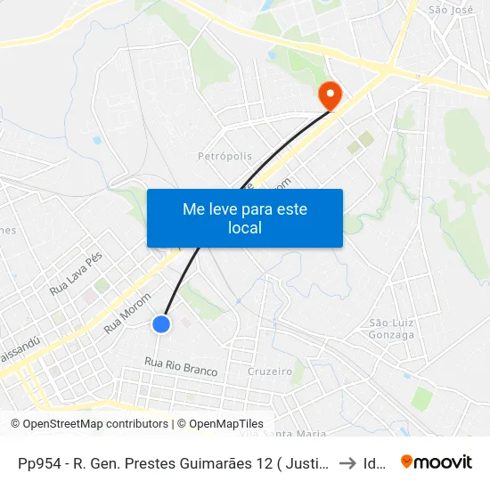 Pp954 -  R. Gen. Prestes Guimarães 12 ( Justiça Trabalho) to Ideau map