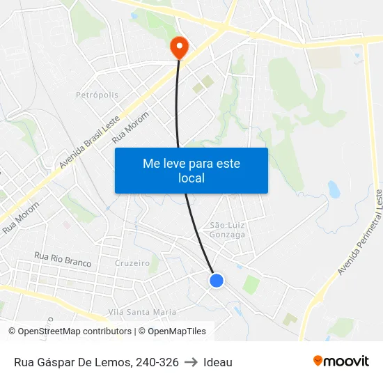 Rua Gáspar De Lemos, 240-326 to Ideau map