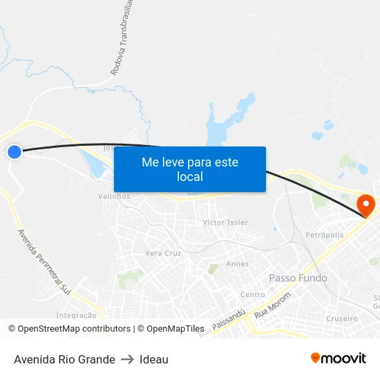 Avenida Rio Grande to Ideau map