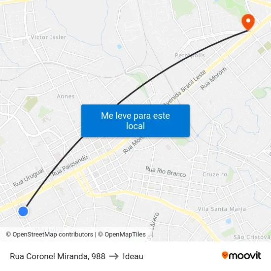 Rua Coronel Miranda, 988 to Ideau map