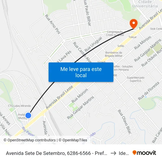 Avenida Sete De Setembro, 6286-6566 - Prefeitura to Ideau map