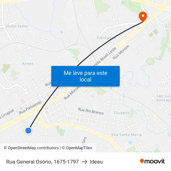 Rua General Osório, 1675-1797 to Ideau map