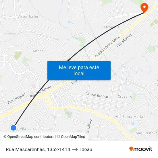 Rua Mascarenhas, 1352-1414 to Ideau map