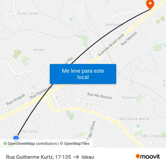 Rua Guilherme Kurtz, 17-135 to Ideau map