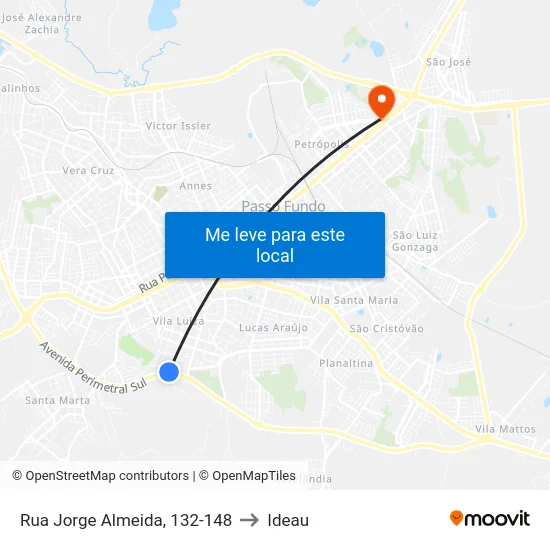 Rua Jorge Almeida, 132-148 to Ideau map