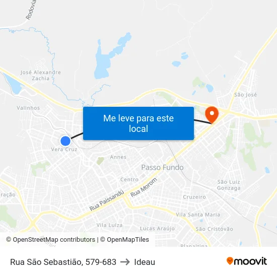 Rua São Sebastião, 579-683 to Ideau map