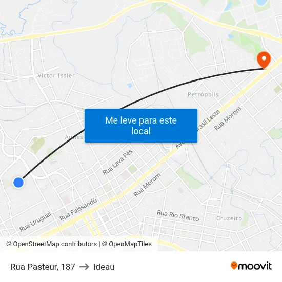 Rua Pasteur, 187 to Ideau map