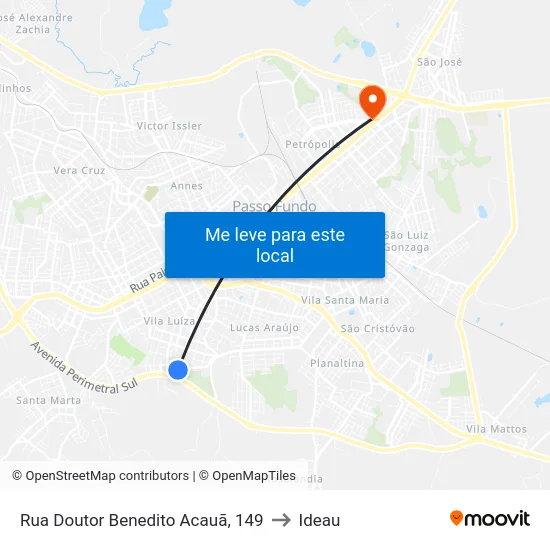 Rua Doutor Benedito Acauã, 149 to Ideau map