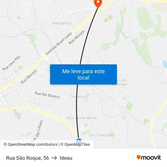 Rua São Roque, 56 to Ideau map