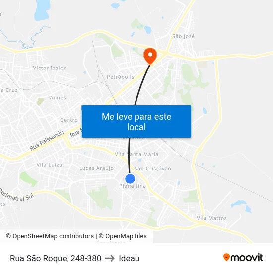 Rua São Roque, 248-380 to Ideau map