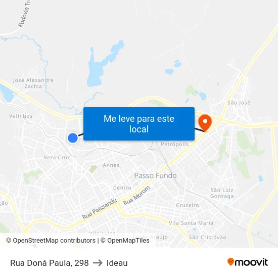 Rua Doná Paula, 298 to Ideau map