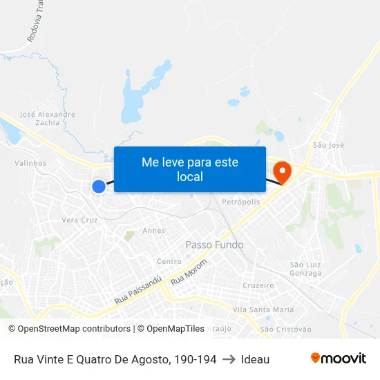 Rua Vinte E Quatro De Agosto, 190-194 to Ideau map