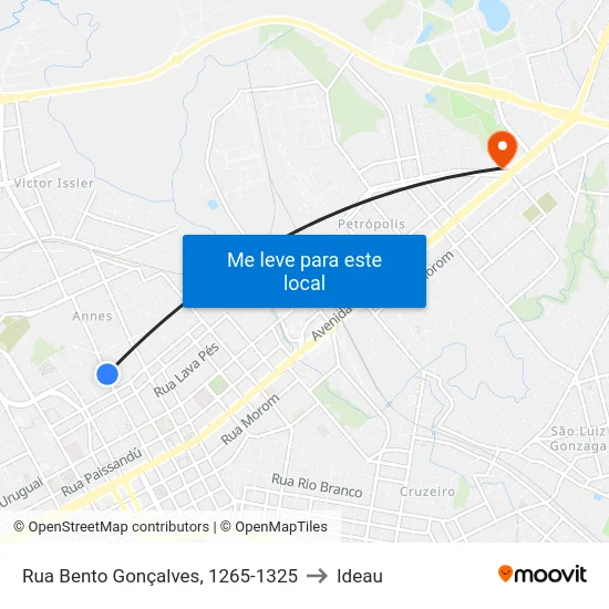 Rua Bento Gonçalves, 1265-1325 to Ideau map