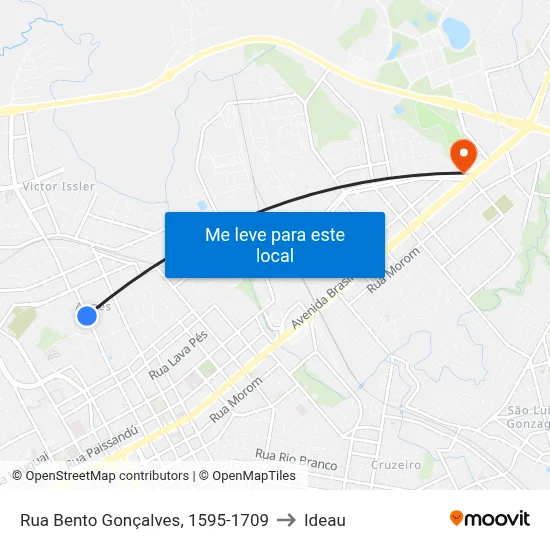 Rua Bento Gonçalves, 1595-1709 to Ideau map