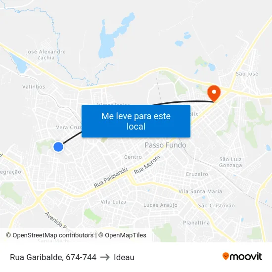 Rua Garibalde, 674-744 to Ideau map