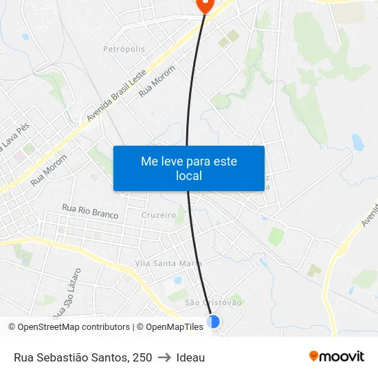 Rua Sebastião Santos, 250 to Ideau map