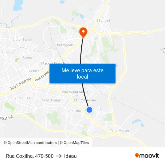 Rua Coxilha, 470-500 to Ideau map