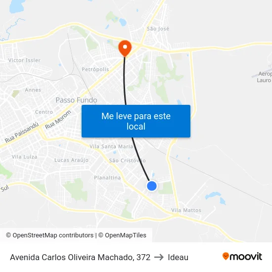Avenida Carlos Oliveira Machado, 372 to Ideau map
