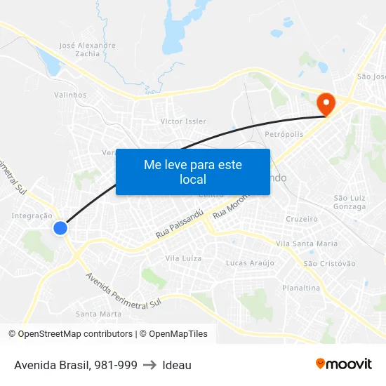 Avenida Brasil, 981-999 to Ideau map