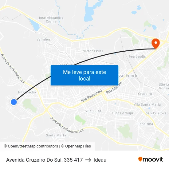 Avenida Cruzeiro Do Sul, 335-417 to Ideau map