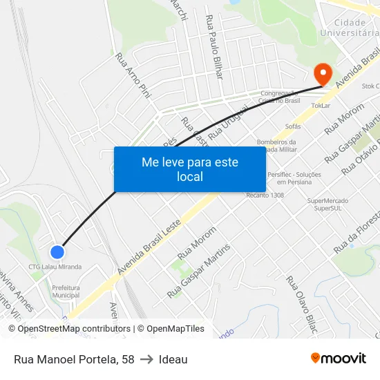 Rua Manoel Portela, 58 to Ideau map