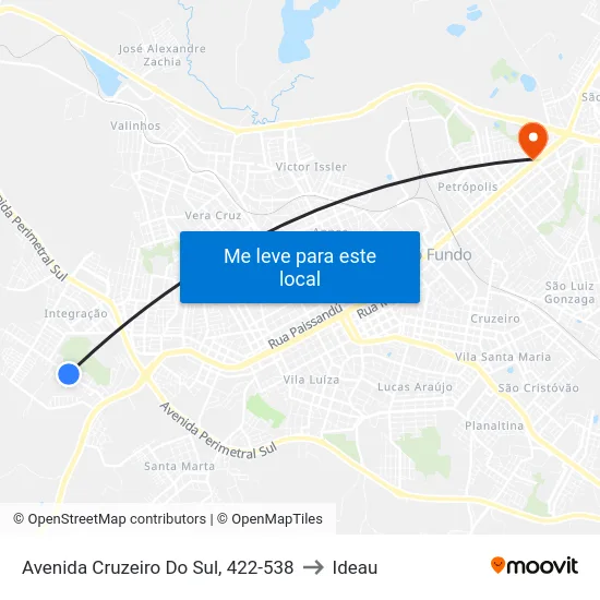 Avenida Cruzeiro Do Sul, 422-538 to Ideau map