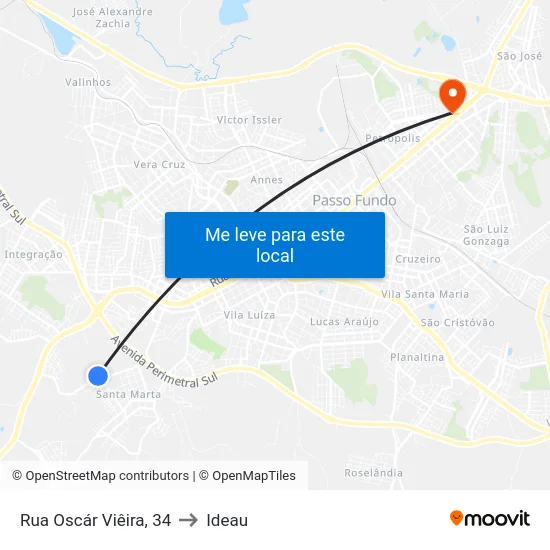 Rua Oscár Viêira, 34 to Ideau map