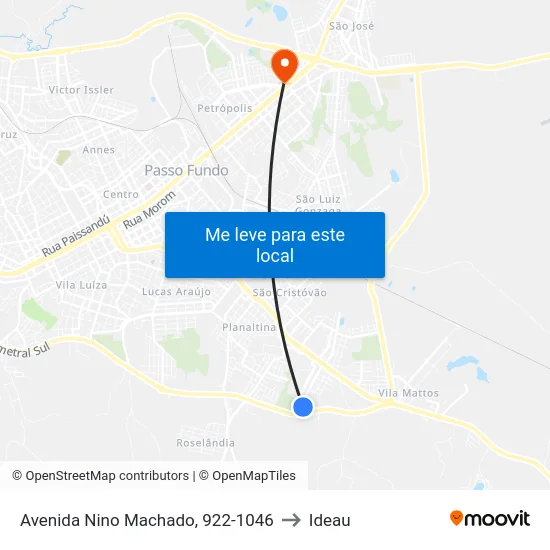 Avenida Nino Machado, 922-1046 to Ideau map