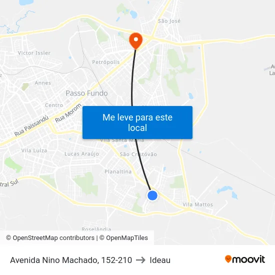 Avenida Nino Machado, 152-210 to Ideau map