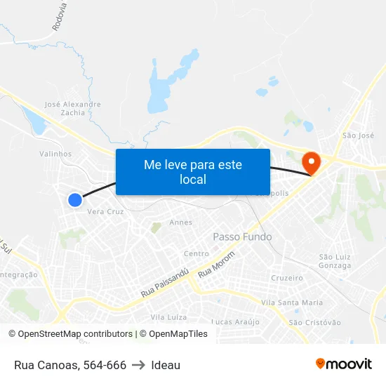 Rua Canoas, 564-666 to Ideau map