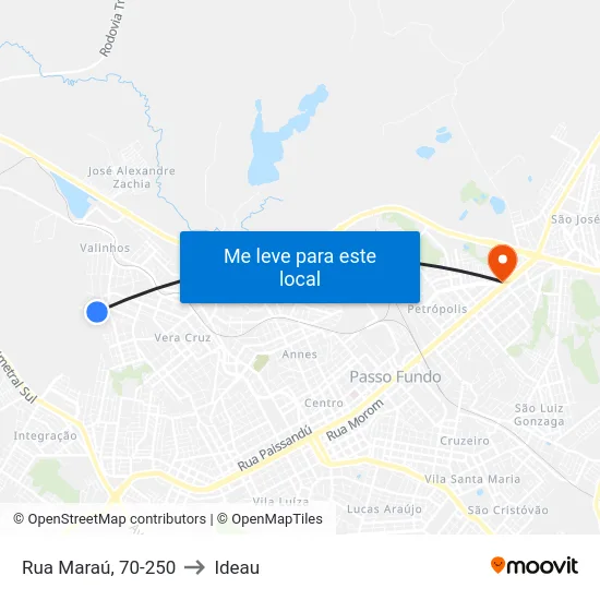 Rua Maraú, 70-250 to Ideau map