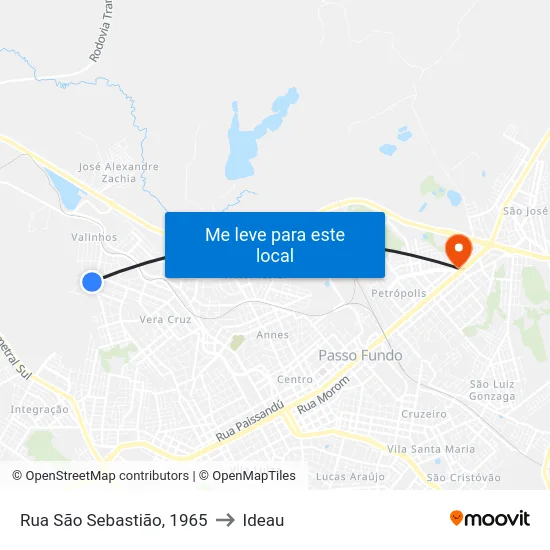 Rua São Sebastião, 1965 to Ideau map